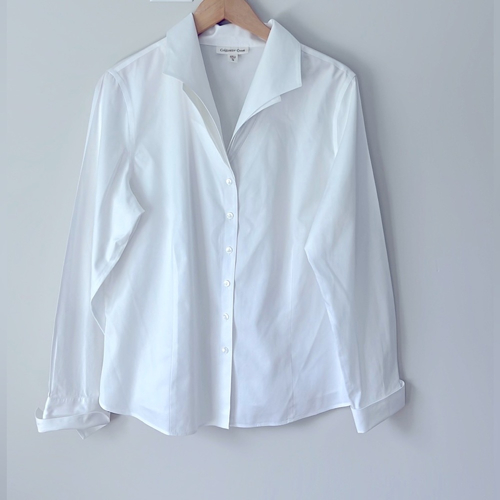 White Coldwater Creek XL button down long sleeved shirt